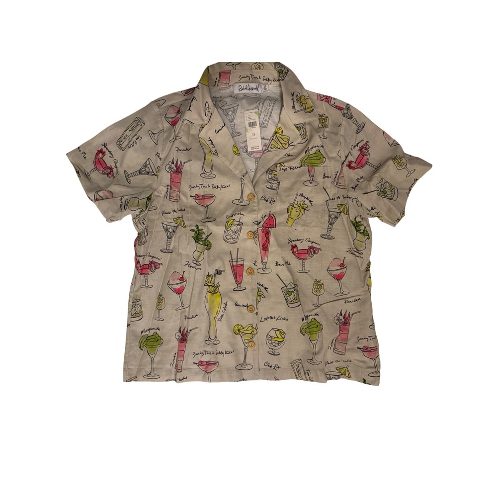 Rachel Antonoff The James Shirt Beer Me Cocktail Print Button Down Small NWT - Picture 6 of 6
